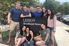 Living in Brodhead with my best friends sophomore year (2018-2019), Brodhead House, Bethlehem, Pennsylvania. Top row: Riley LaRiviere '21, Sean Brown '21, Nick Norton '21, Michael Mitchell '21, Kara Bonner '21, and Morgan McConnell '21; Bottom row: Erin Tressler '21, Giavanna Tabbachino '21, and Elyse Barkstrom '21. Submitted by Giavanna Tabbachino '21.