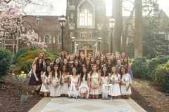 The newest members of Alpha Omega Epsilon with the current sisters. Spring 2019 in back of the Alumni Memorial Building. Submitted by Kaitlyn Baldizzi '21.