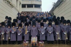 The Marching 97 went to London for the 2018 New Year's Day Parade and got to meet the Grenadier band during the changing of the guard in Wellington Barracks. Submitted by Michael Pont '21.