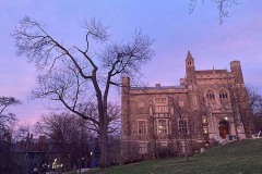 2021: UC Front Lawn, Linderman Library at Sunset. Submitted by Nicole Guglielmi '24.